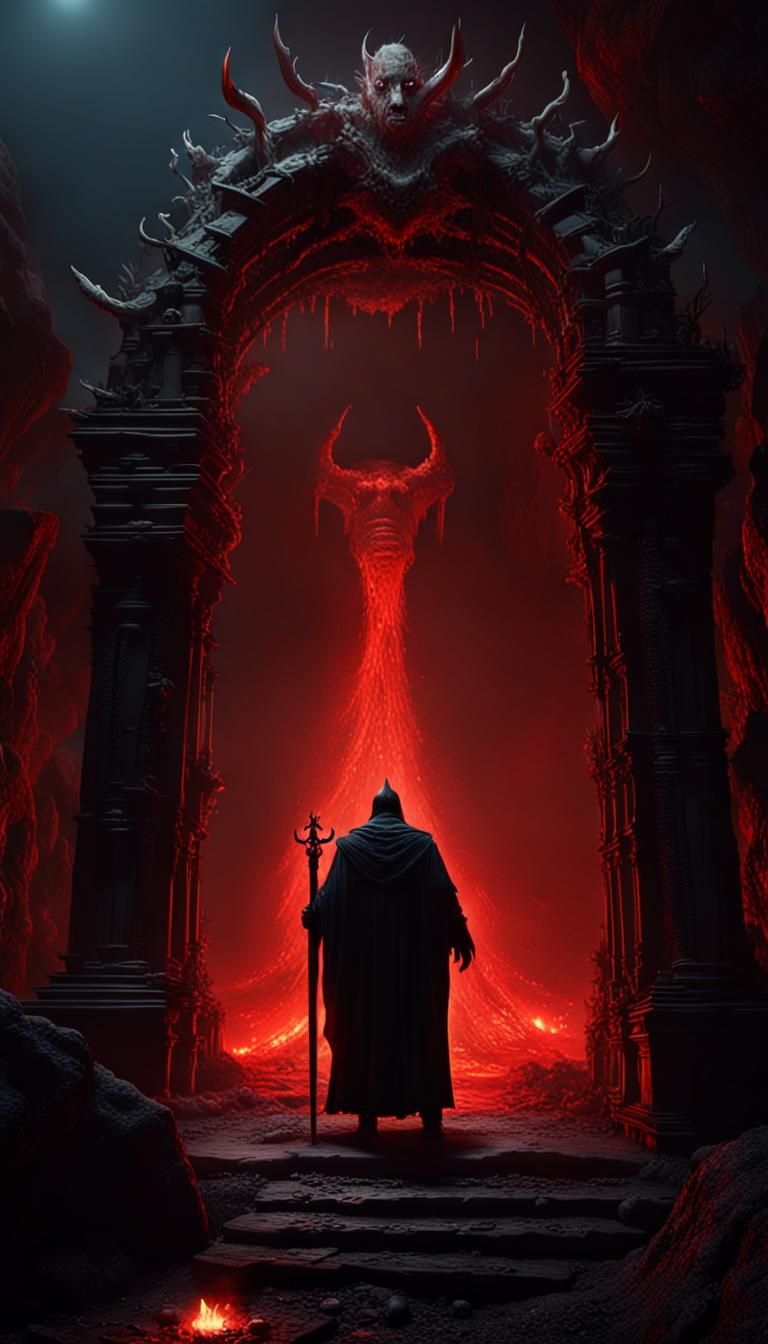 Infernal Bioluminescent Gate to Hell in Unreal Engine