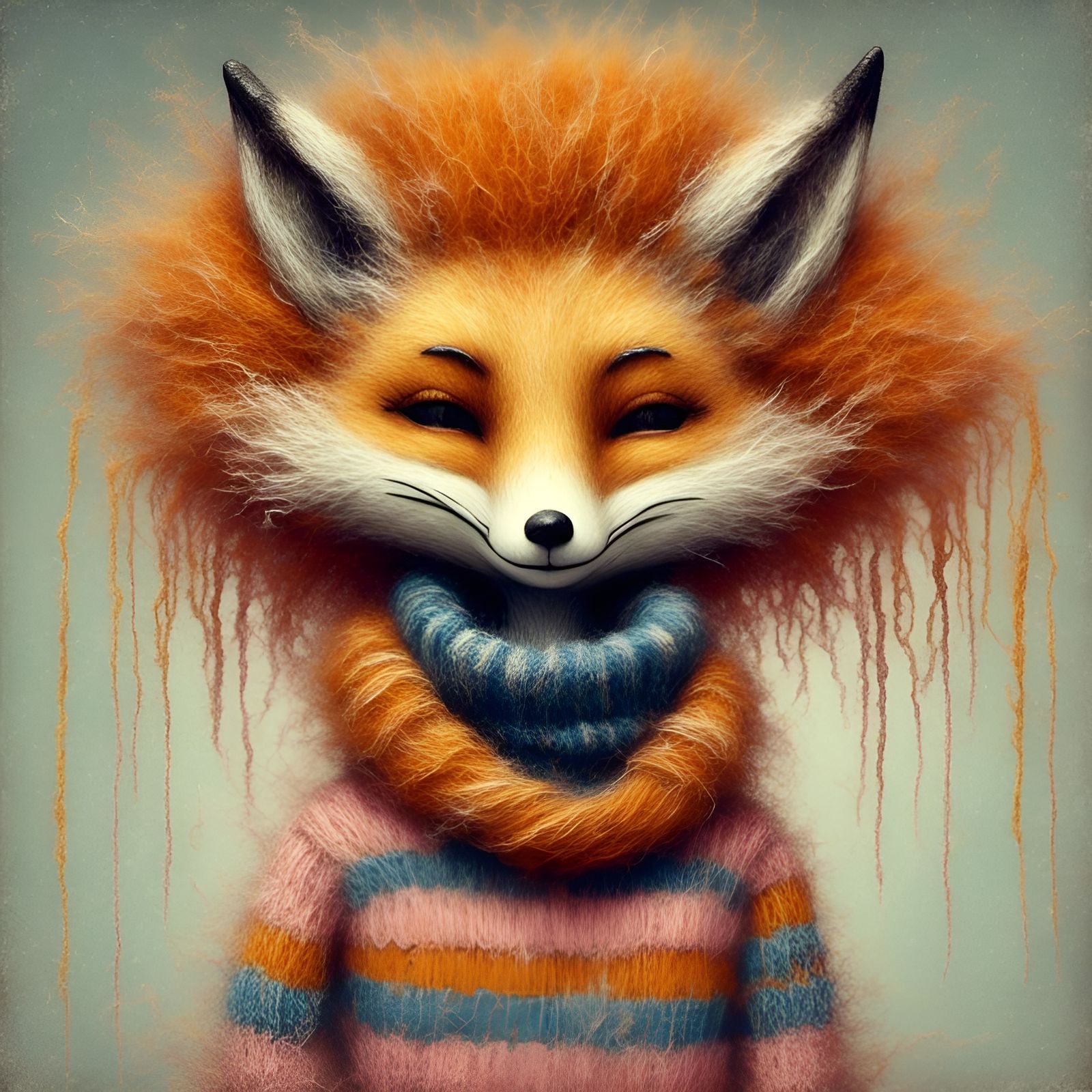 Furry felted fox girl.