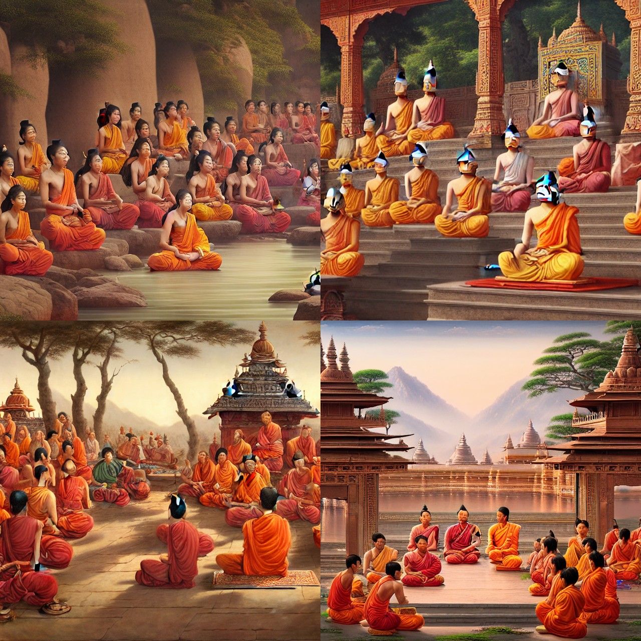 Detailed Buddhism Close-up in Matte Painting Style