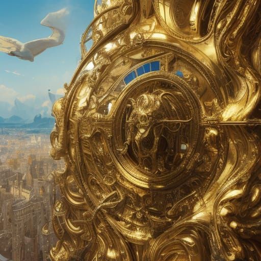 Golden Surrealism: A Dreamlike Digital Artscape