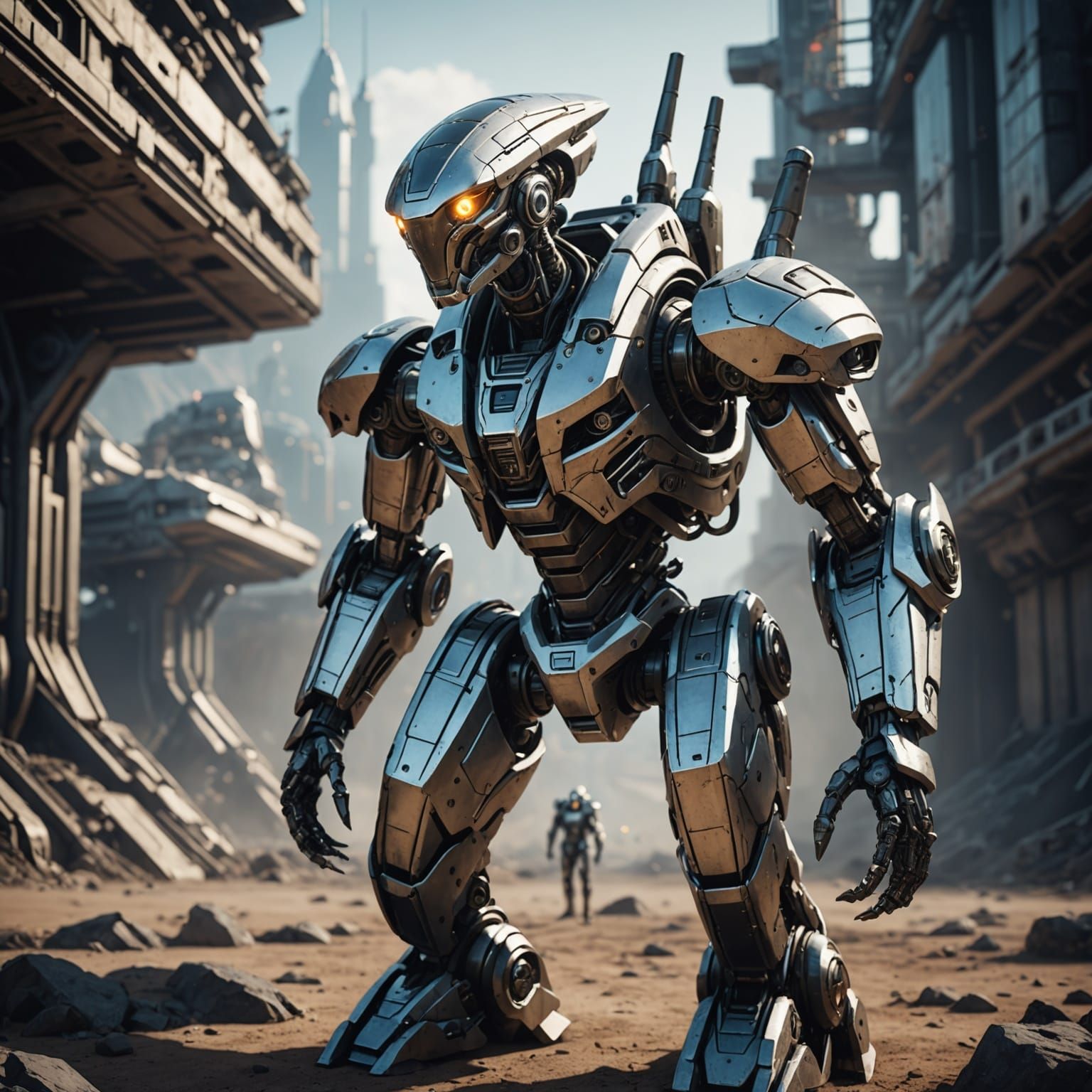 Robot Alien Invasion: Epic Sci-Fi Landscape