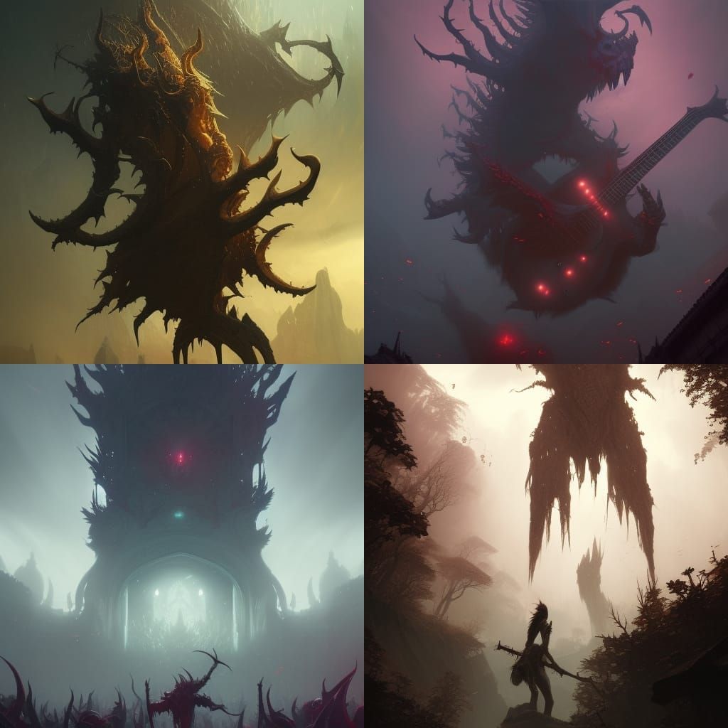 Monstrous Guitar in Dark Fantasy Style