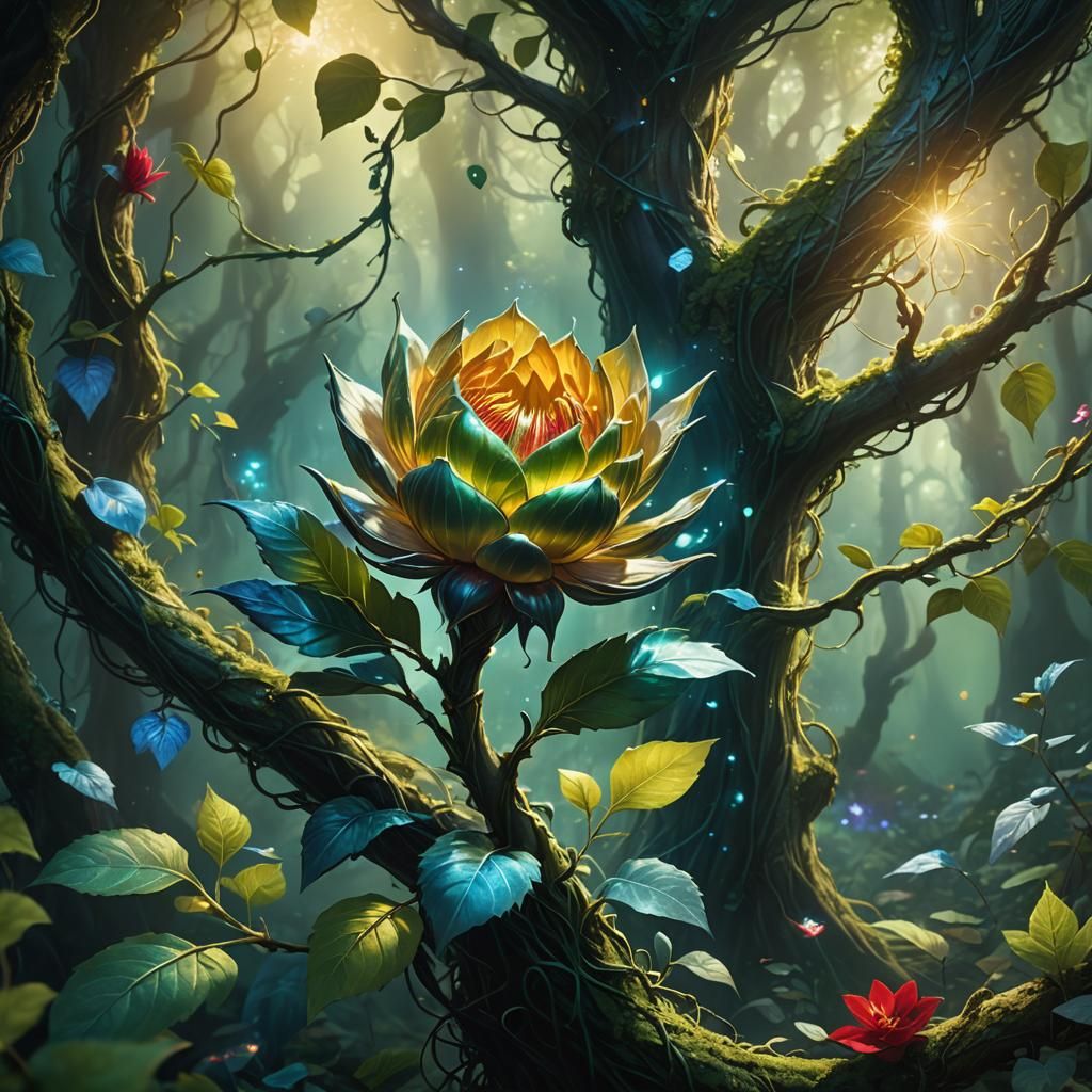 Mystical Forest Bloom in Fantasy Concept Art