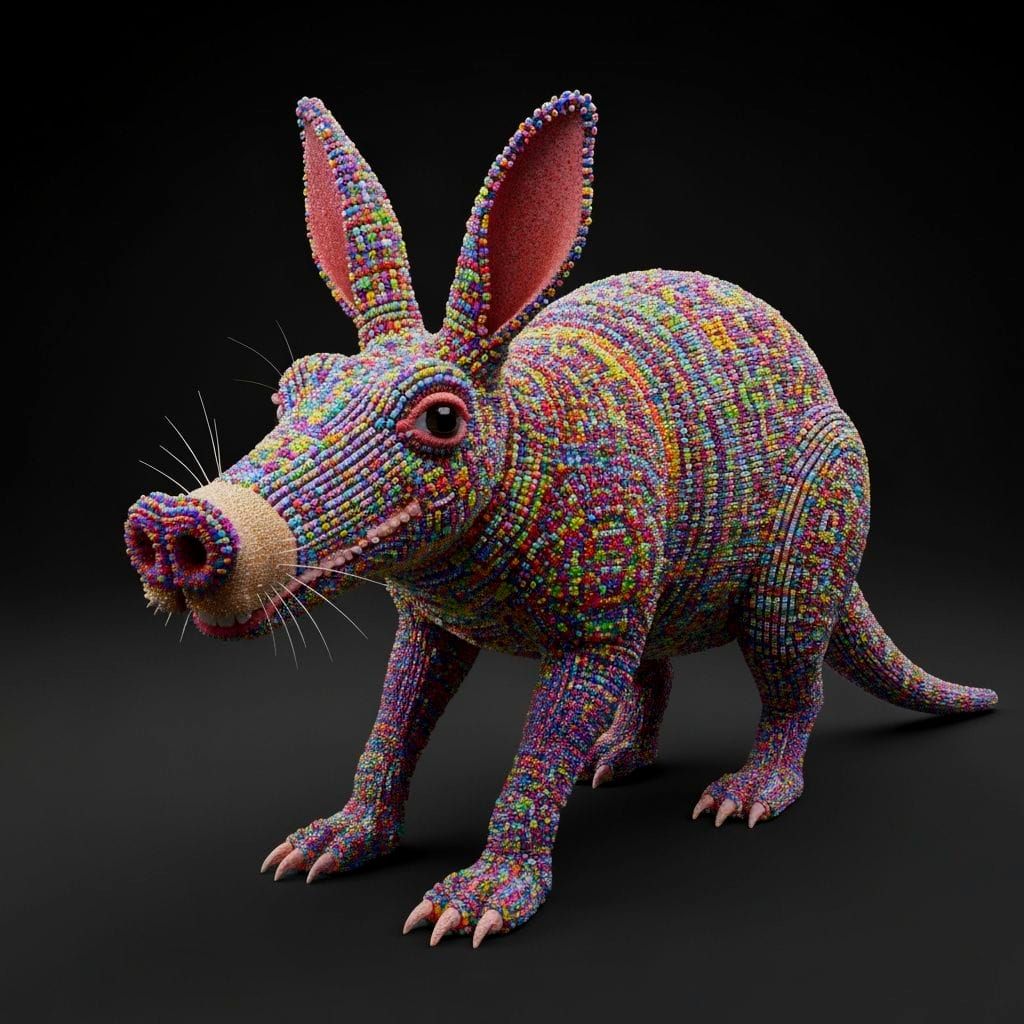 Beaded Aardvark: Whimsical 3D Rendered Beadwork
