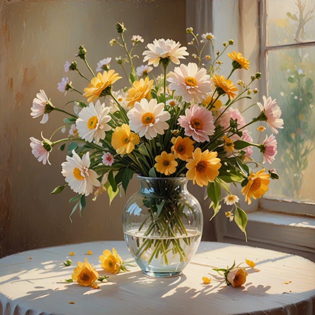 Impressionist Still Life: Flowers in Golden Light