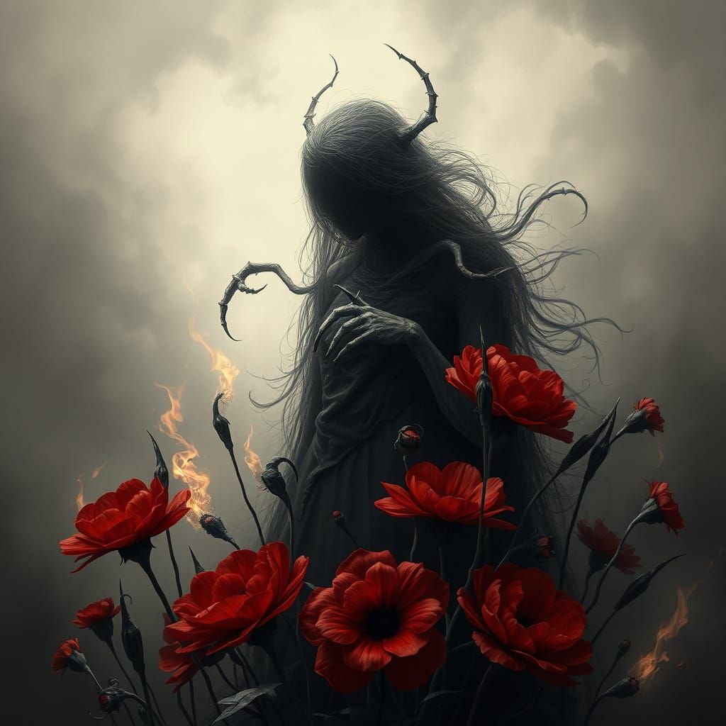 Ethereal Faceless Entity in Surreal Horror Art