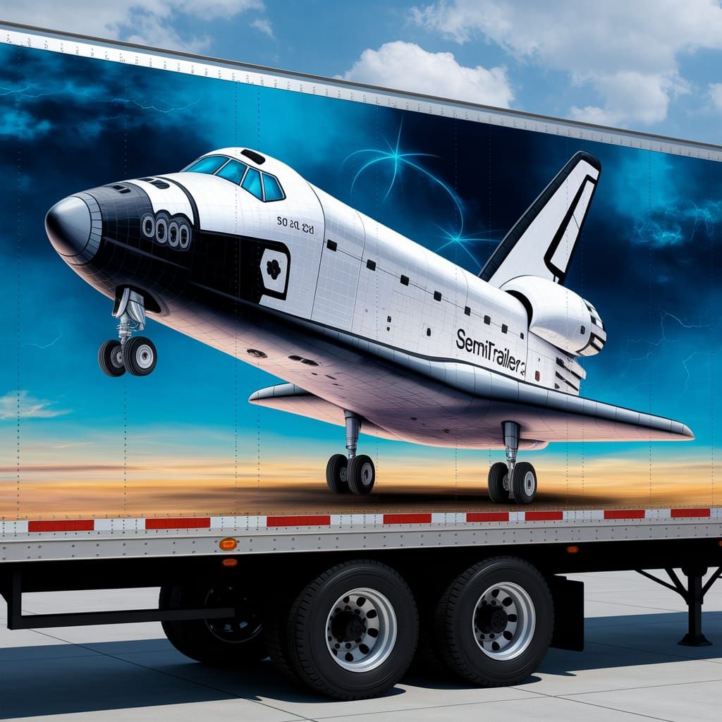 Space Shuttle Airbrush Art on Semi-Trailer