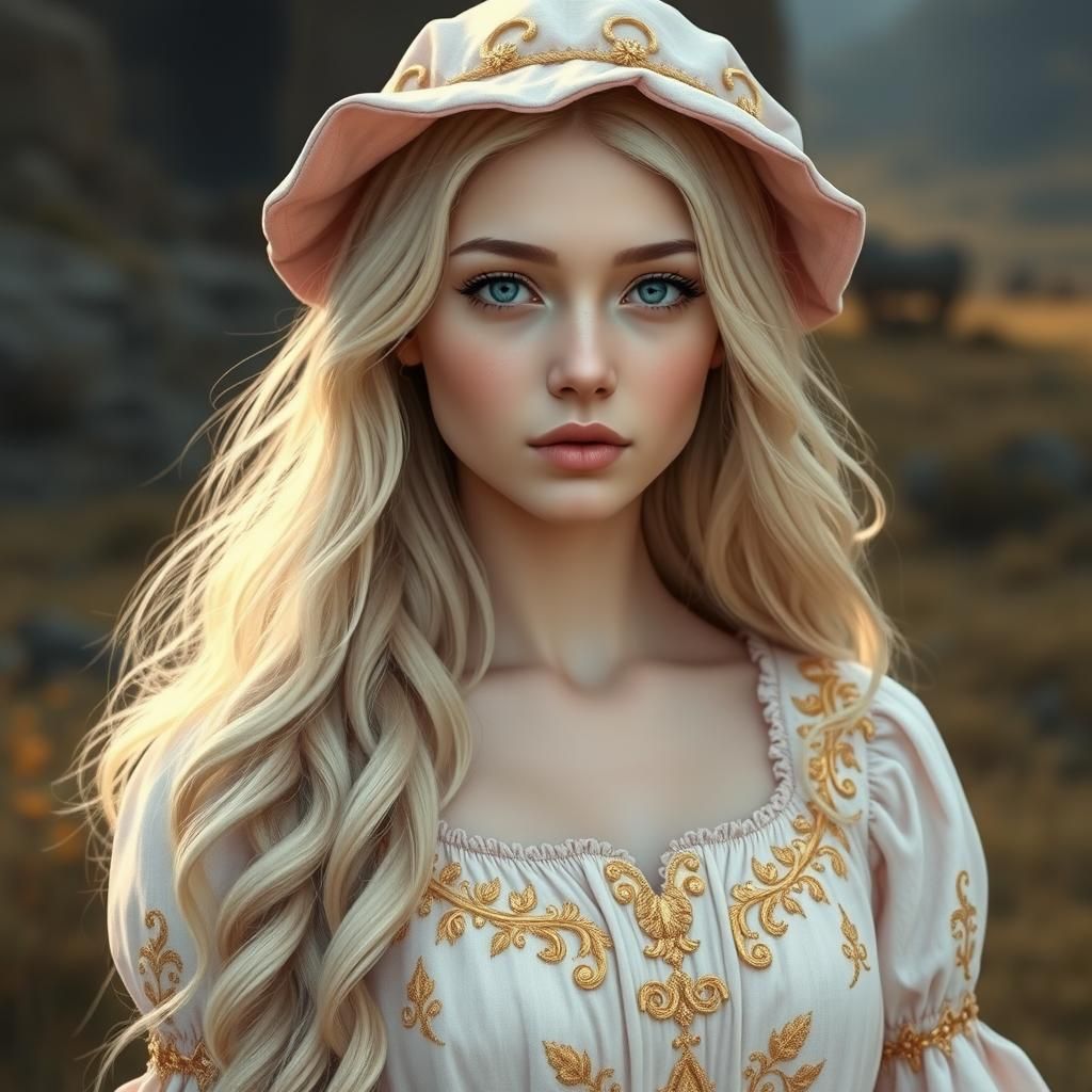 Anglo-Saxon Inspired Beauty in Dreamlike Landscape