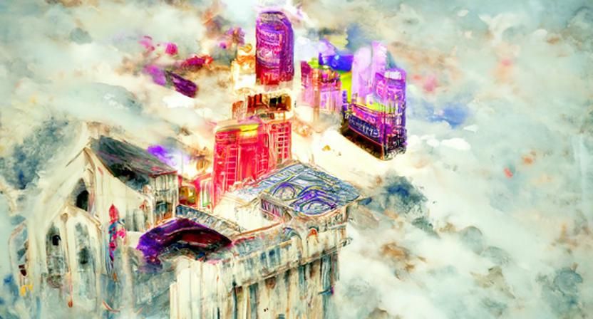 Philadelphia City Hall at Night in Watercolor Style