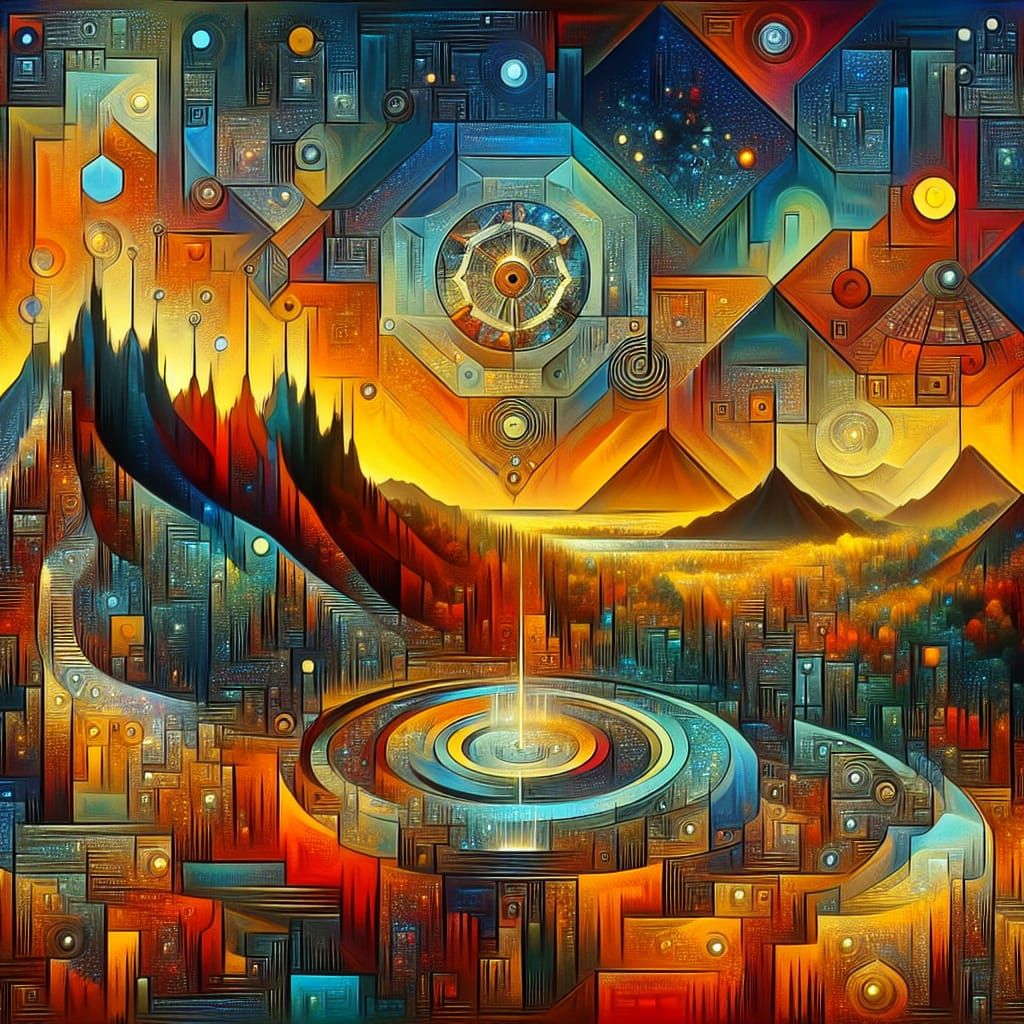 Diorama of Digital Radar Map as Oil Painting