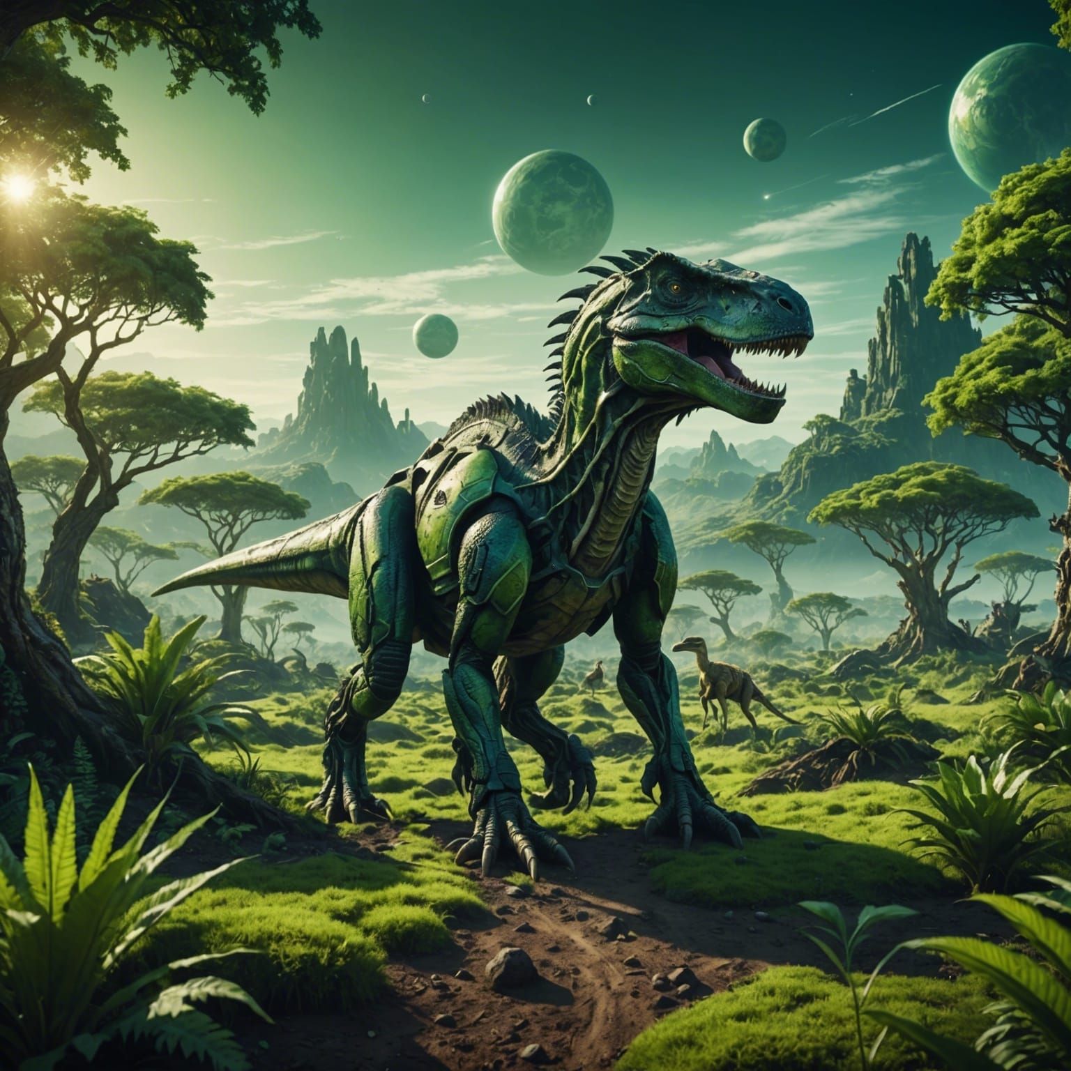 Lush Green Fantasy Planet in Cinematic Style
