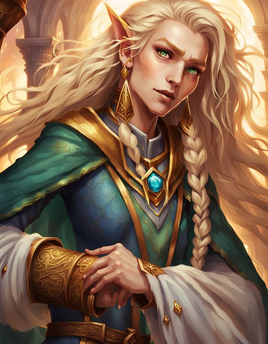 Blonde High Elf Wizard Portrait