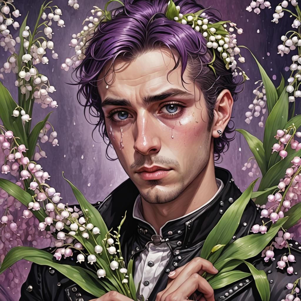 Sad Punk Man with Lily of the Valley