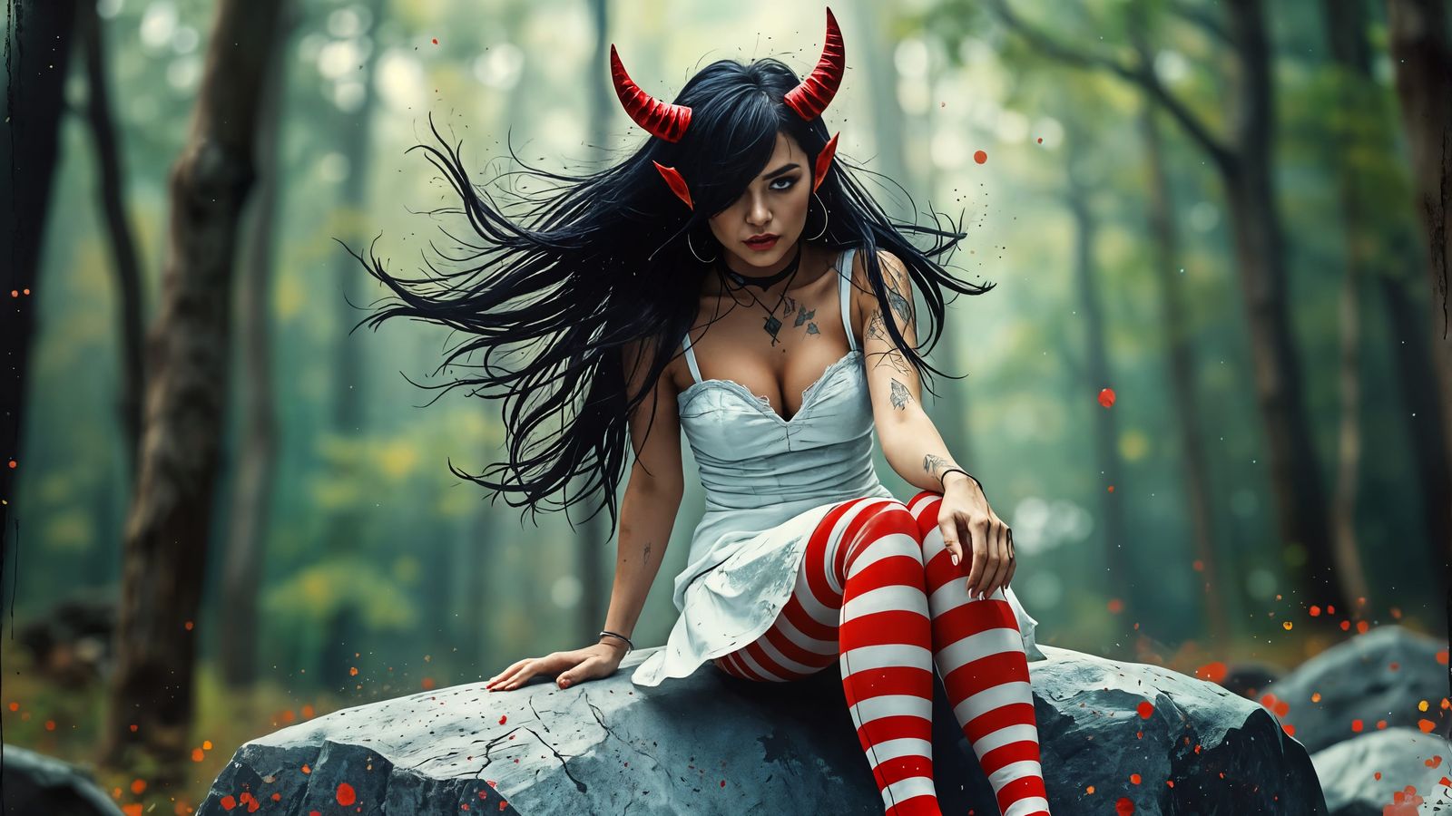 Surreal Gothic Punk Goddess in Hypermaximalist 35mm Painting