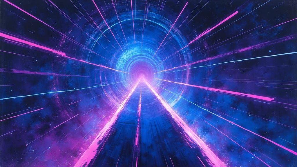 Surreal Hyperspace Tunnel in Neon Aesthetic
