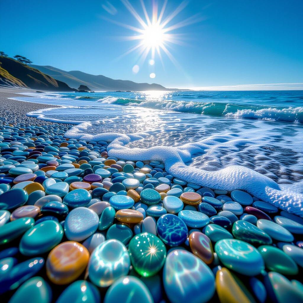 Vibrant Glass Pebble Beach California Coastal Scene
