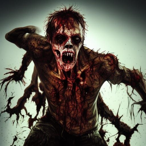 Hyperrealistic Zombie Portrait in Apocalyptic Setting