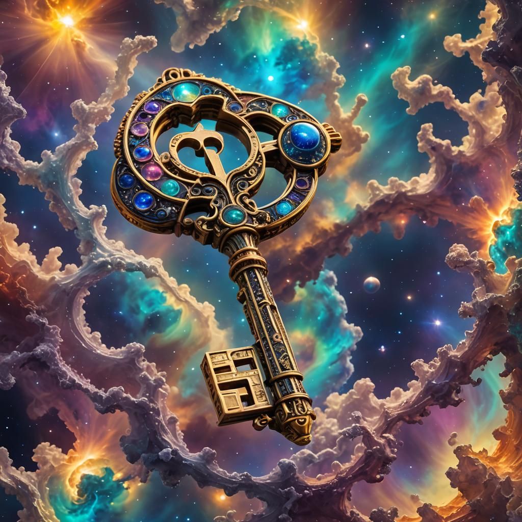 Intricately Carved Cosmic Key-hander in Zero Gravity