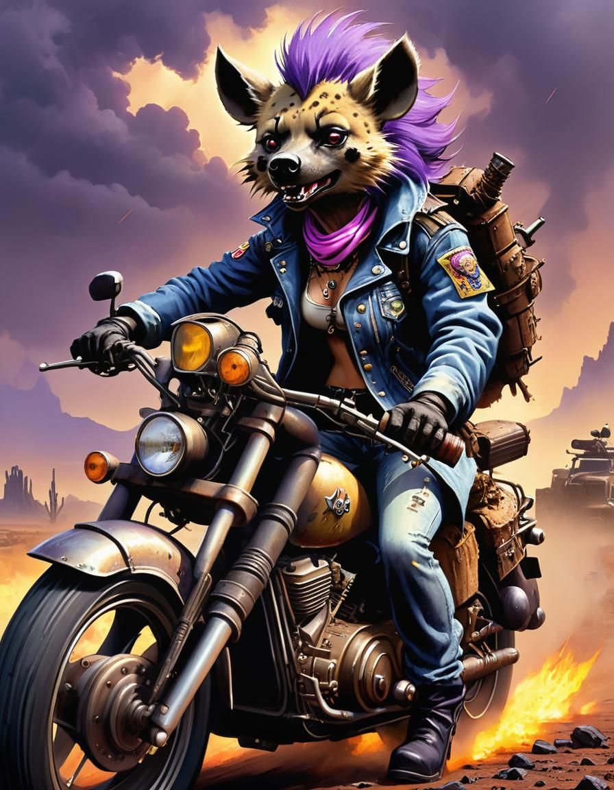 Rustpunk Rider on a Smoldering Desert Highway