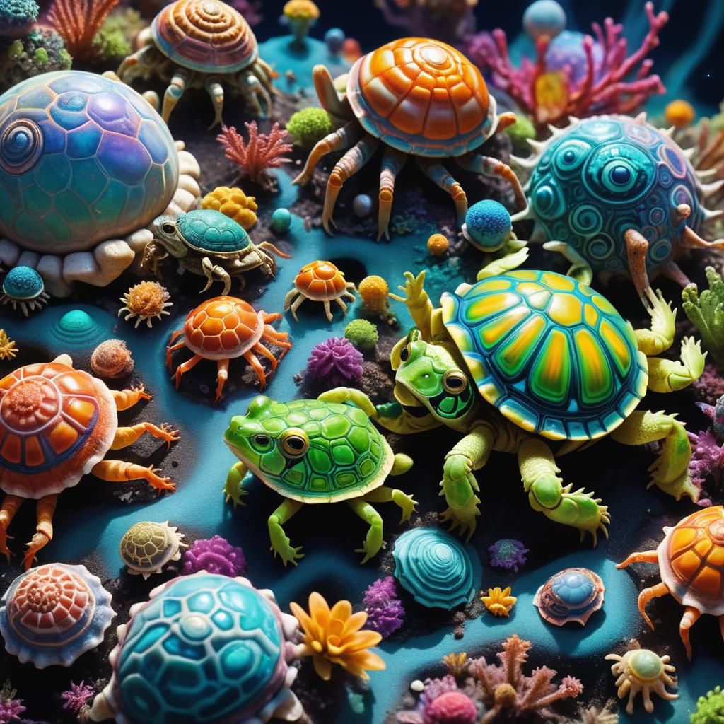 Surreal Macro Photo of Alien Creatures on Exoplanet