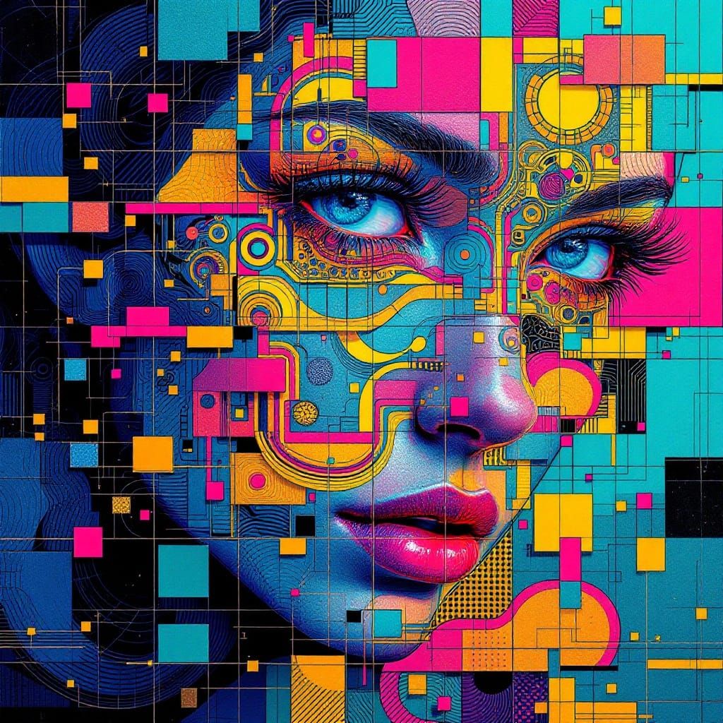 Ethereal Being in Kinetic, Geometric Harmony