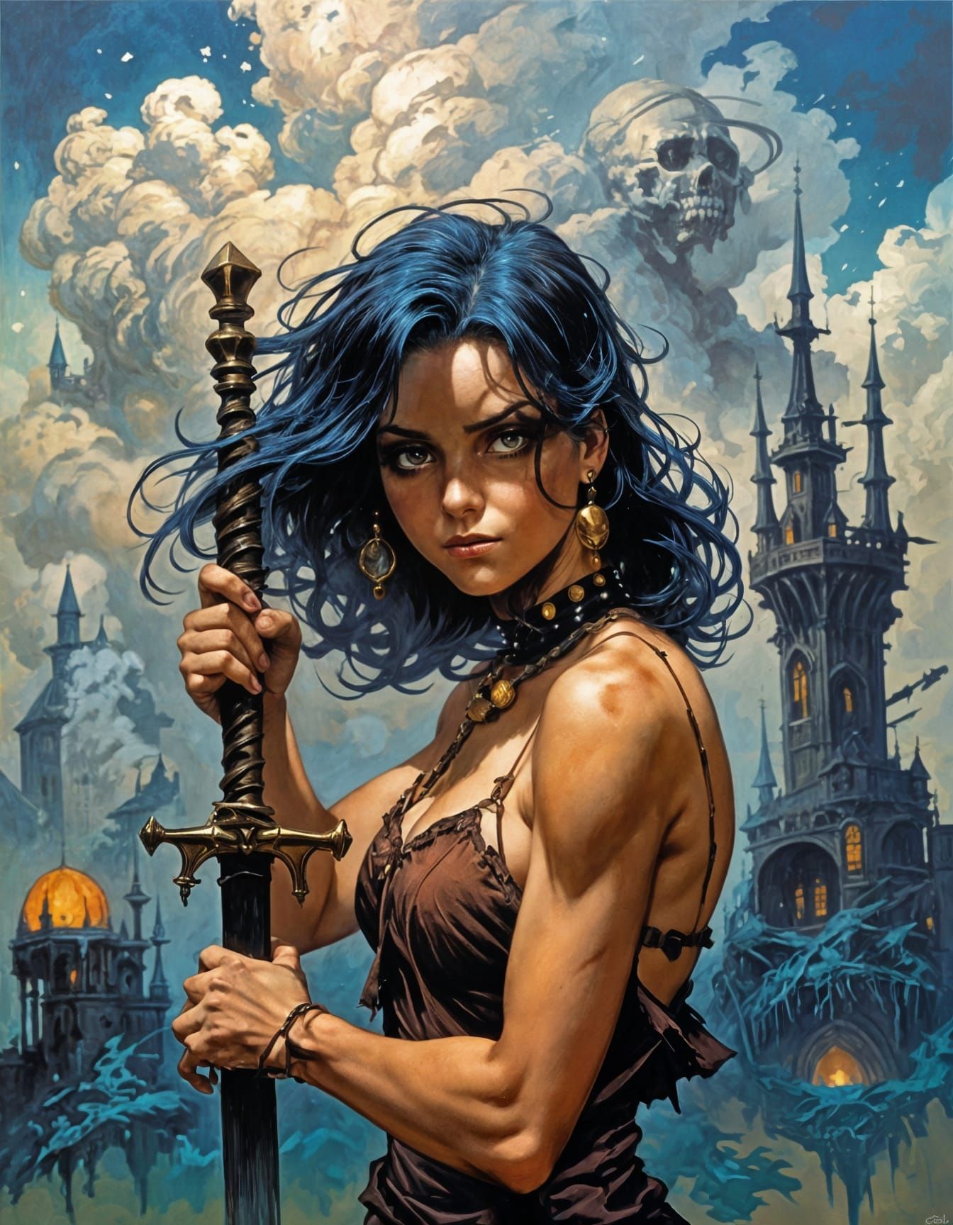 Warrior Portrait in Oil Painting Style