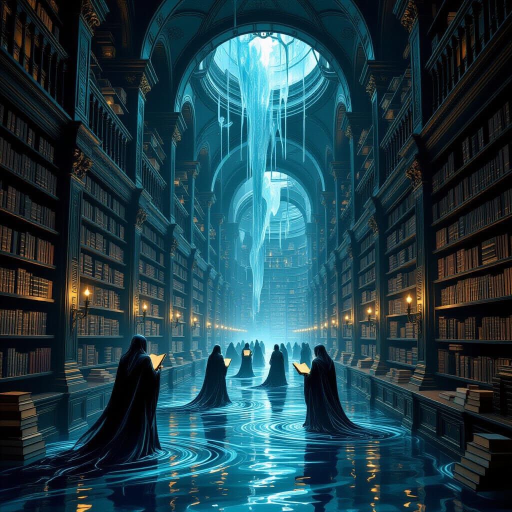 Mystical Library of Flowing Ink Books