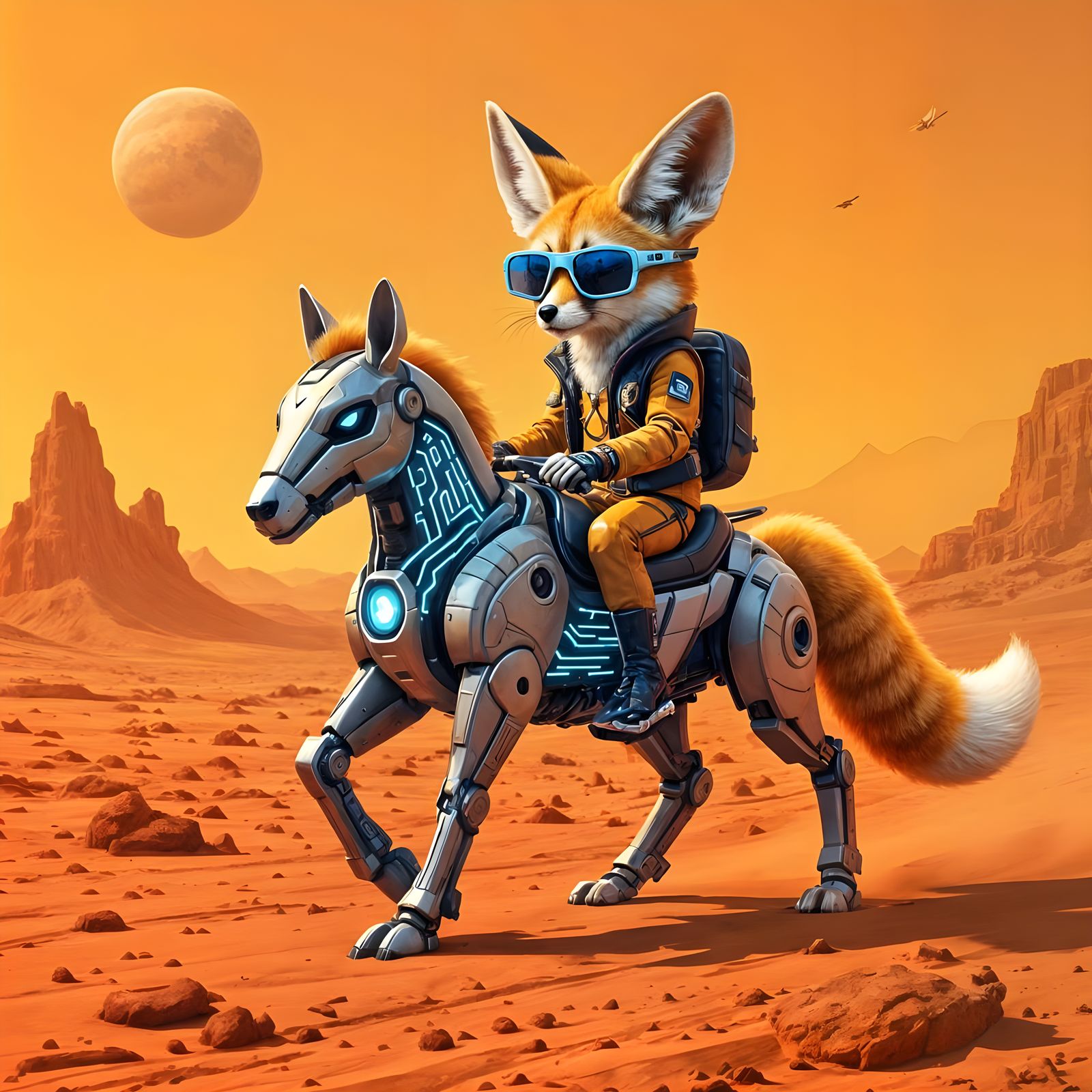 Fennec Fox Rides Robotic Horse on Mars