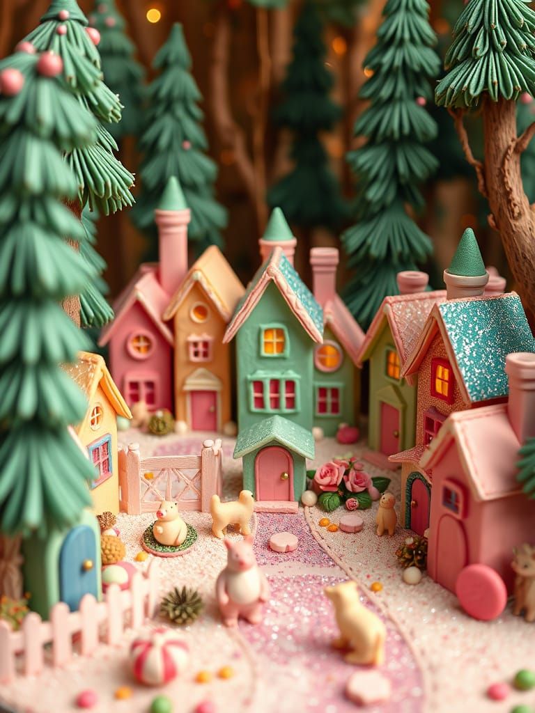 Macaron Village in Buttercream Forest, Whimsical Art