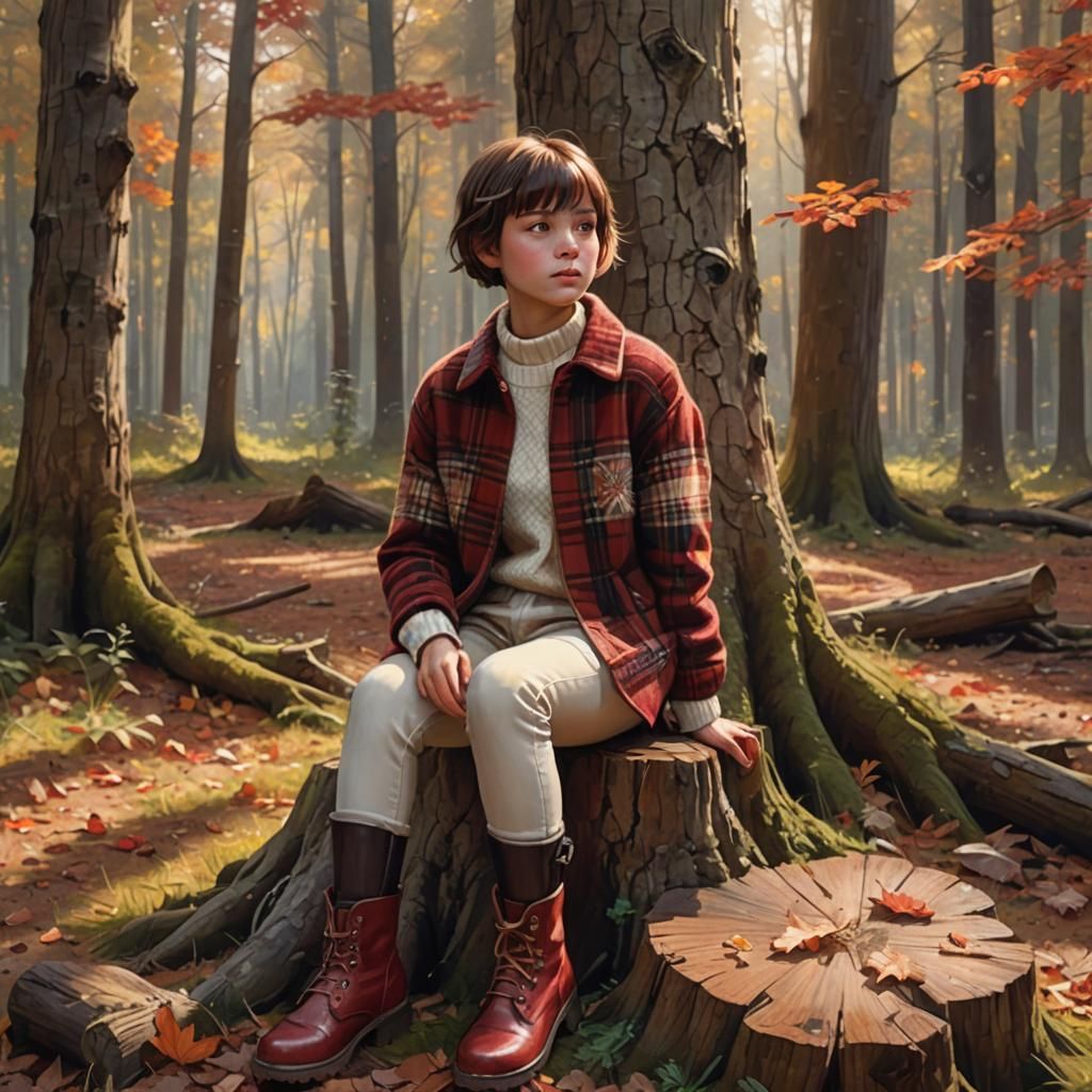 Girl in Autumn Forest, Disney Fantasy Concept Art