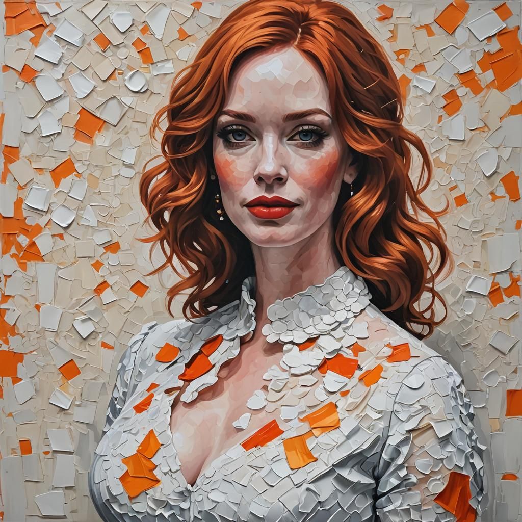 Christina Hendricks Impasto Oil Painting