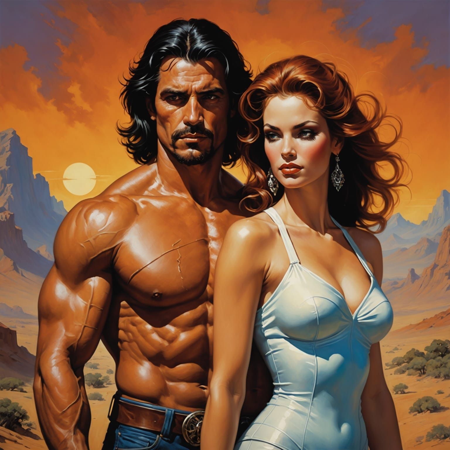 Heroic Couple in Boris Vallejo Style