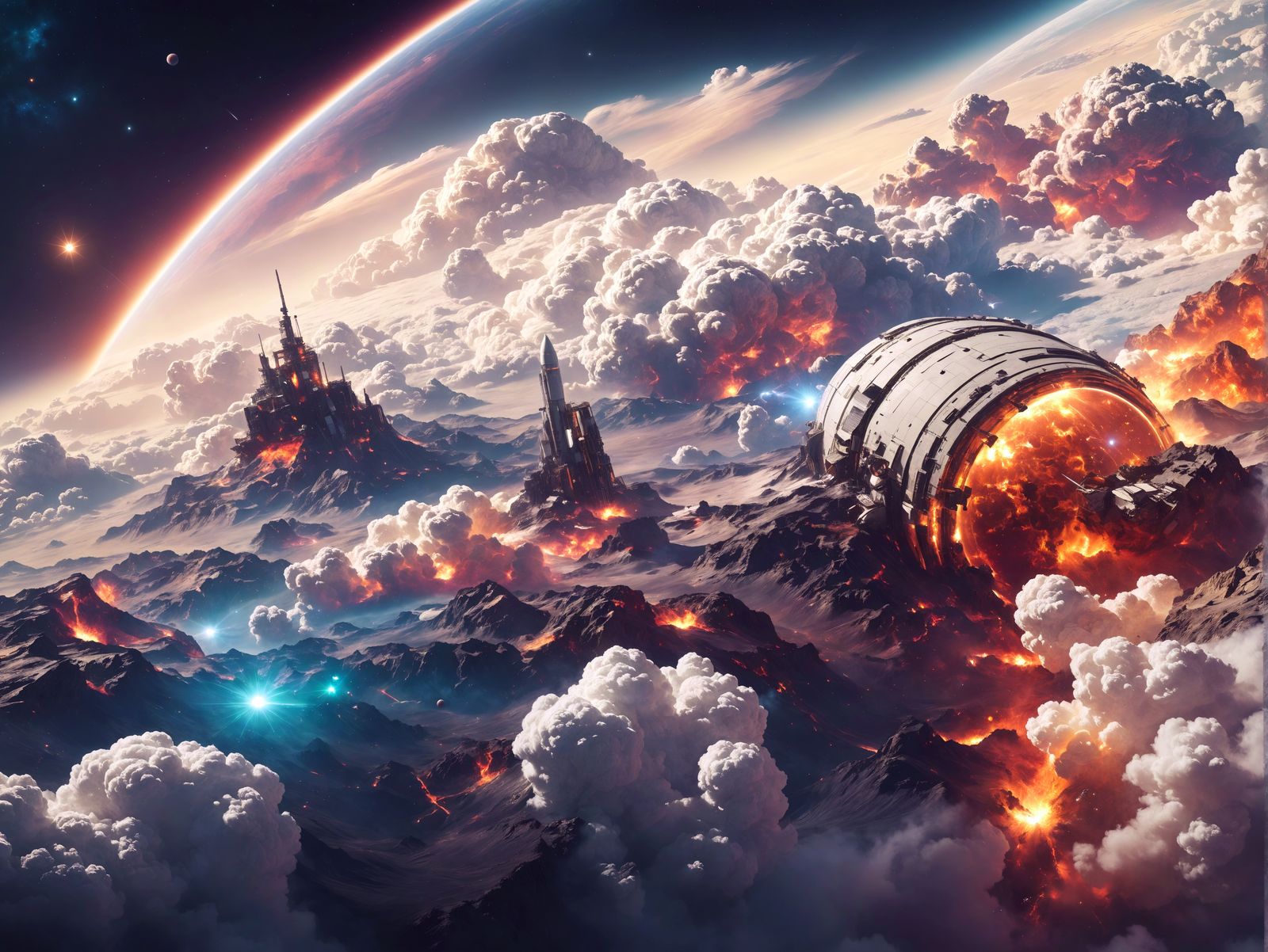 Colorful Space Clouds: Hubble Telescope Style