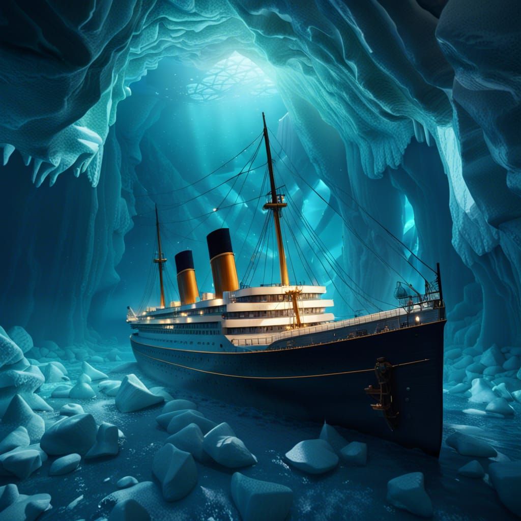 Underwater Titanic in Iceberg: Realistic Matte Painting