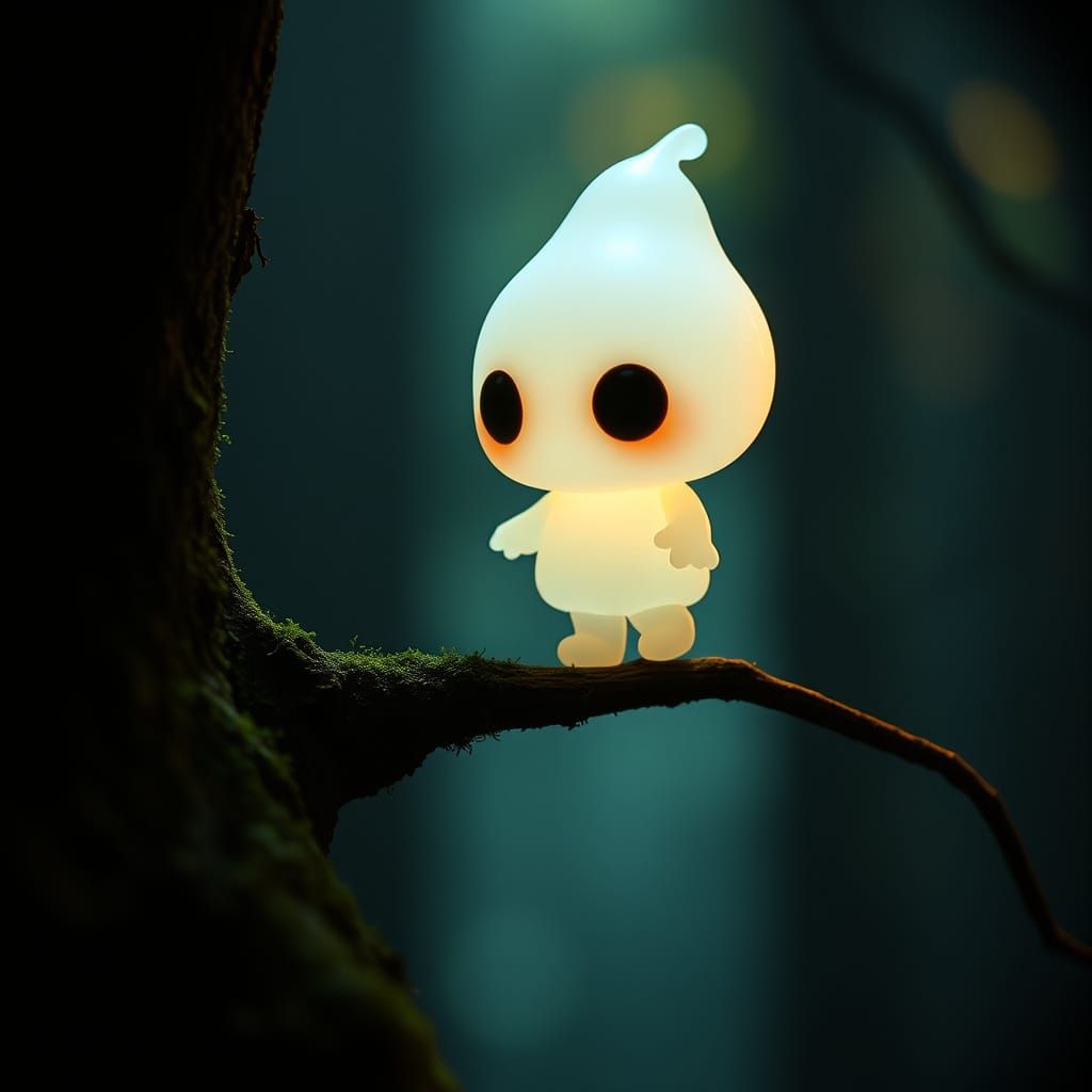 Whimsical Chibi Spirit Doll Radiates Ethereal Glow