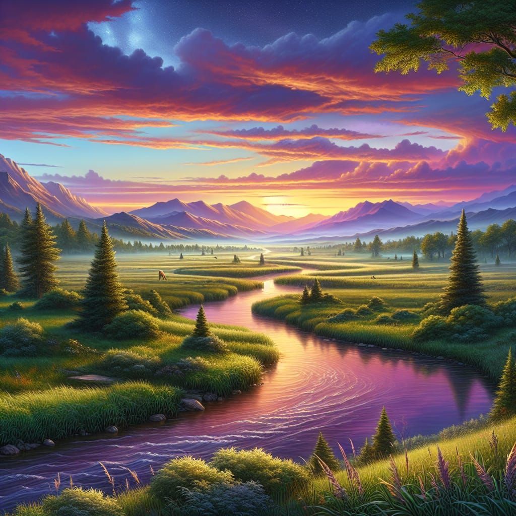Tranquil Natural Landscape at Dusk