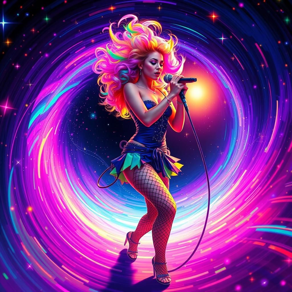 Psychedelic Rock Star in Iridescent Galaxy