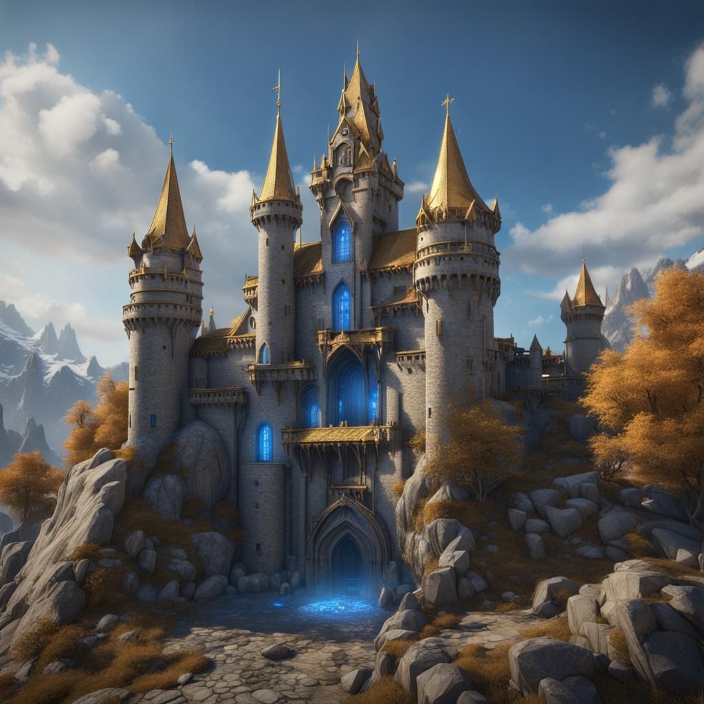 Paladin Castle Fortress with Holy Spires in Unreal Engine