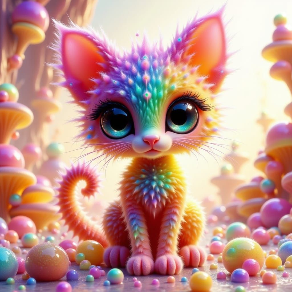 Translucent Sugar Cat in Vibrant Candy Colors