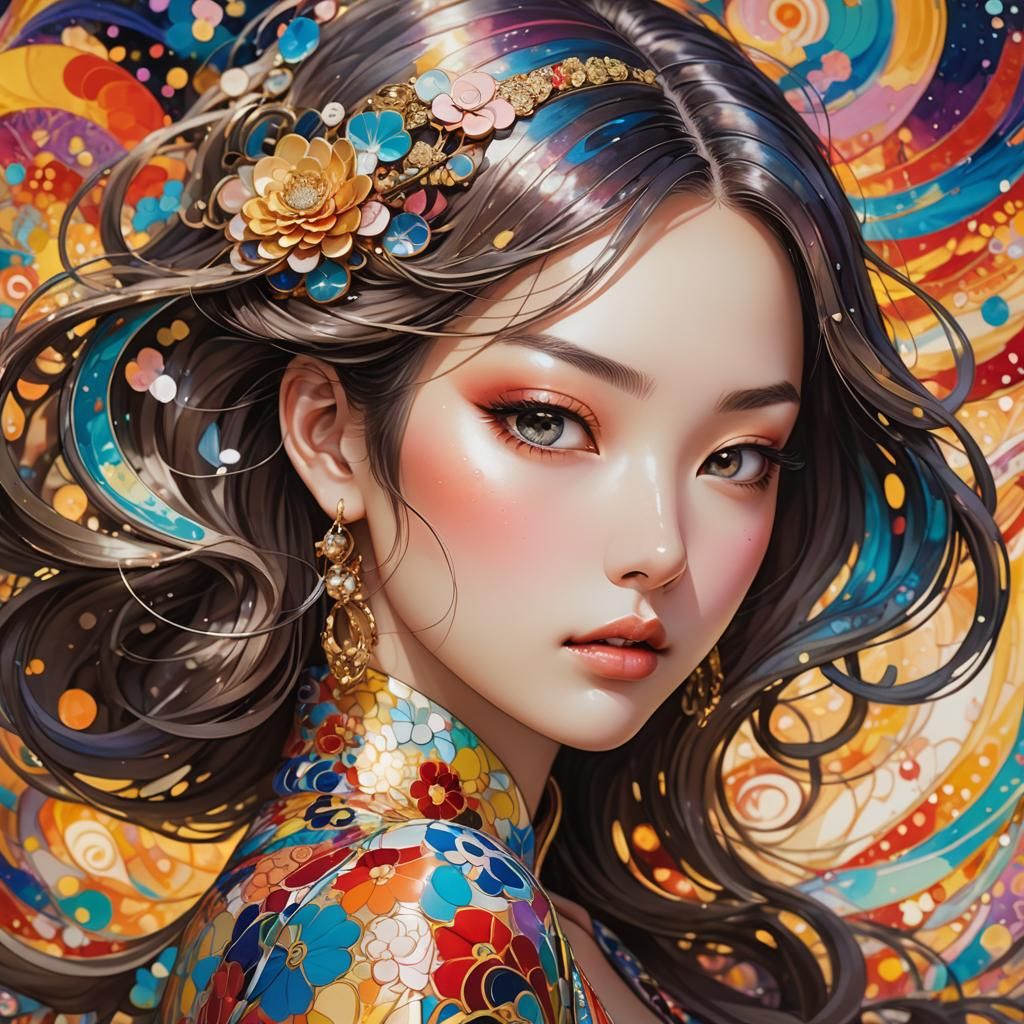 Surreal Manga Woman Transformation in Dreamy Colors