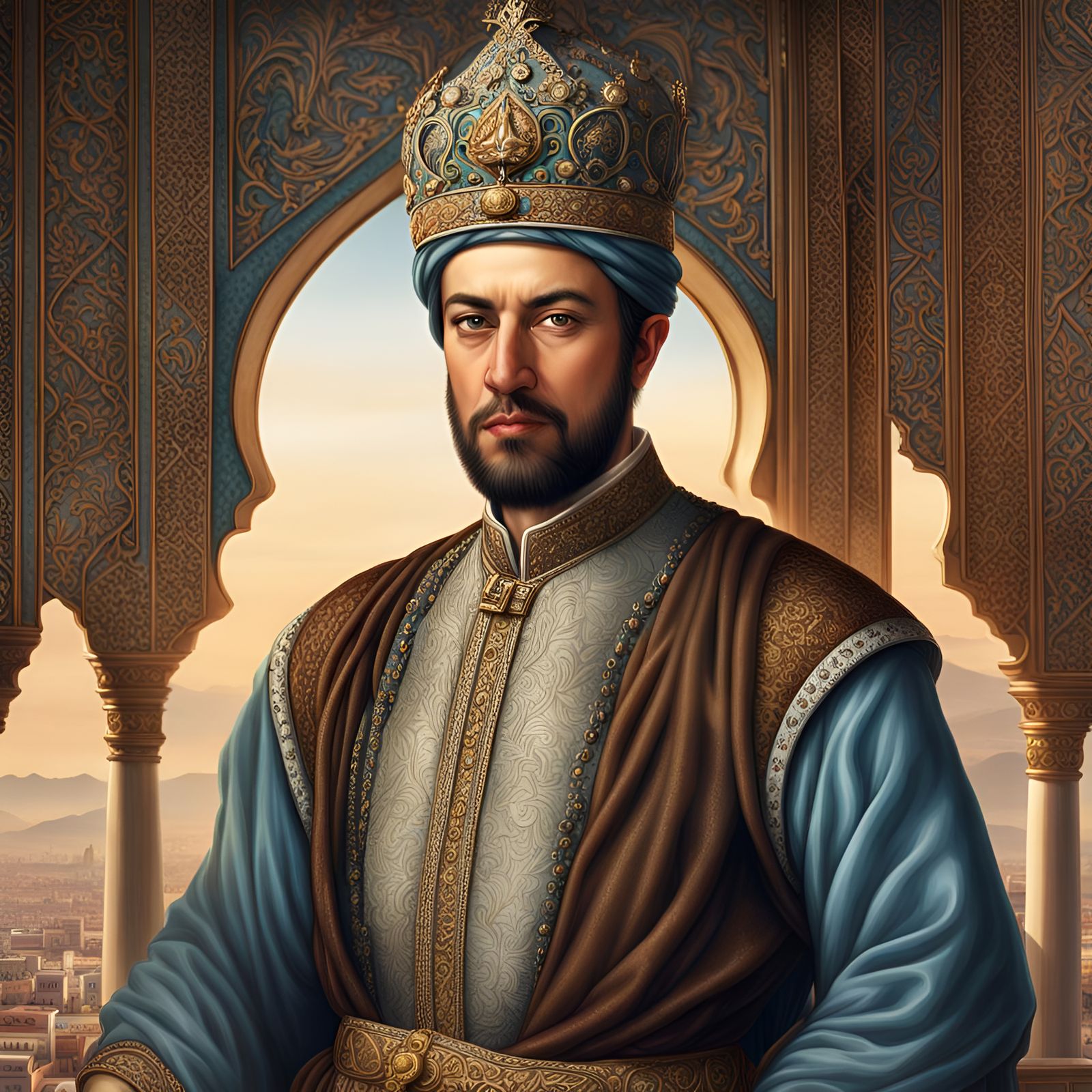 Shah Ismail I Portrait in Digital Art Style