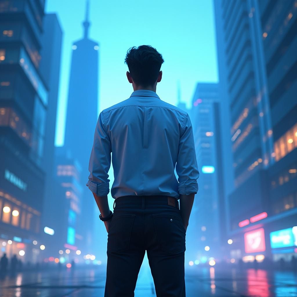 Futuristic Tech Career in a Vibrant Cityscape