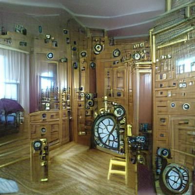 Surreal Room Made of Grandfather Clocks