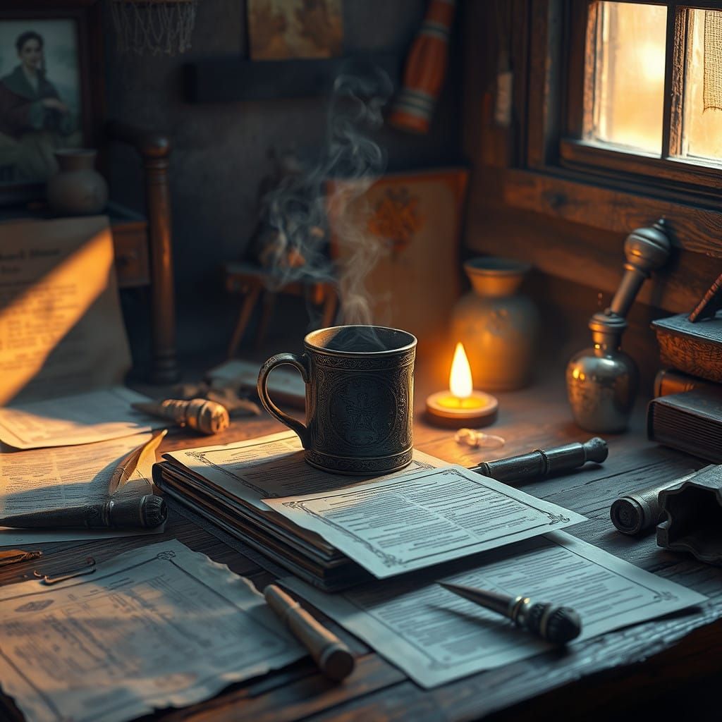 Ancient Coffee Mug Radiates Ethereal Glow Amidst Mystical St...