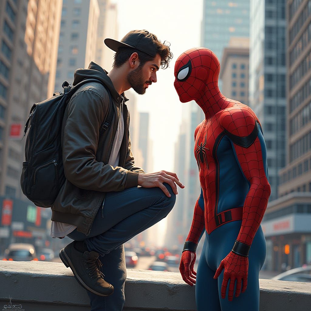 Spiderman Meeting Artwork in Comic Book Style