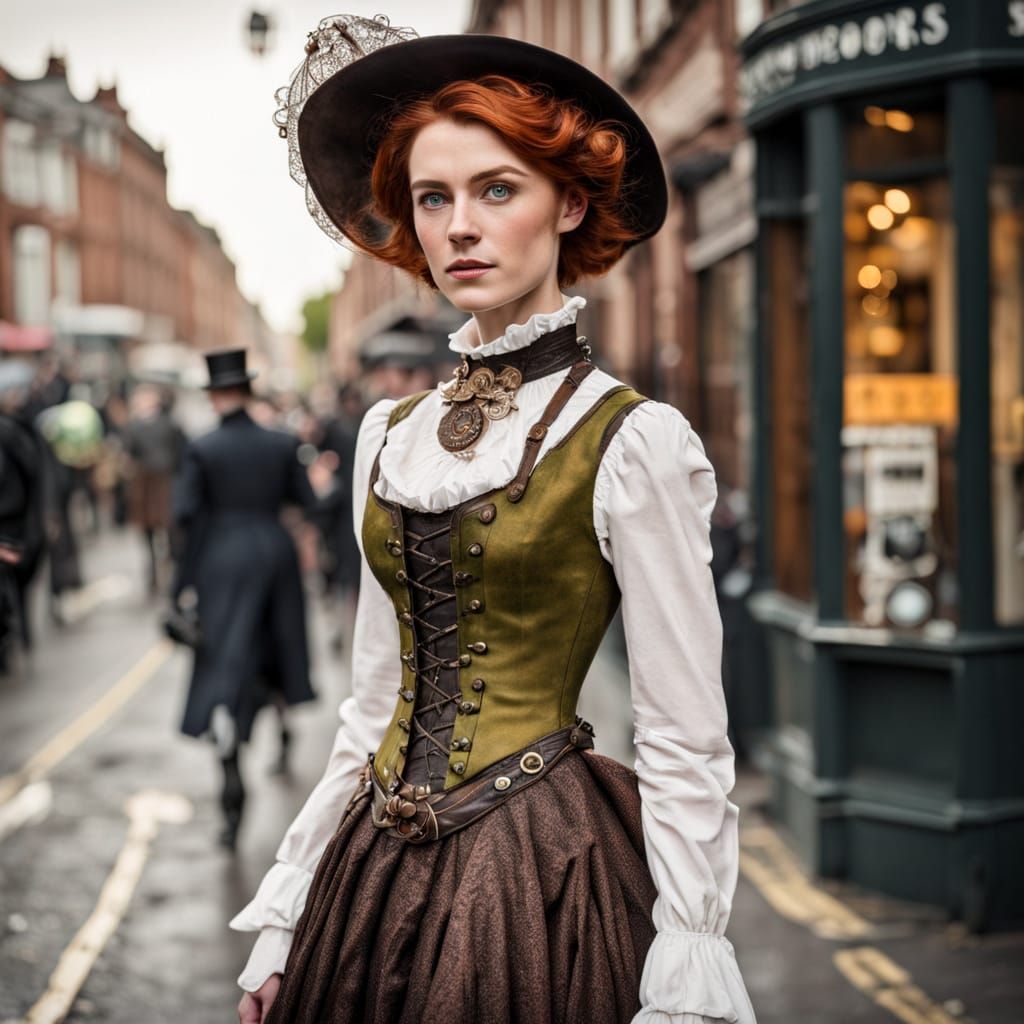 Victorian Steampunk Siren in Auburn Locks