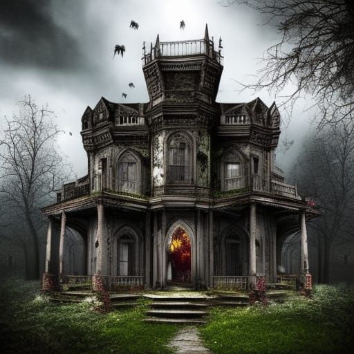 Dark Gothic Manor in Storybook Realism