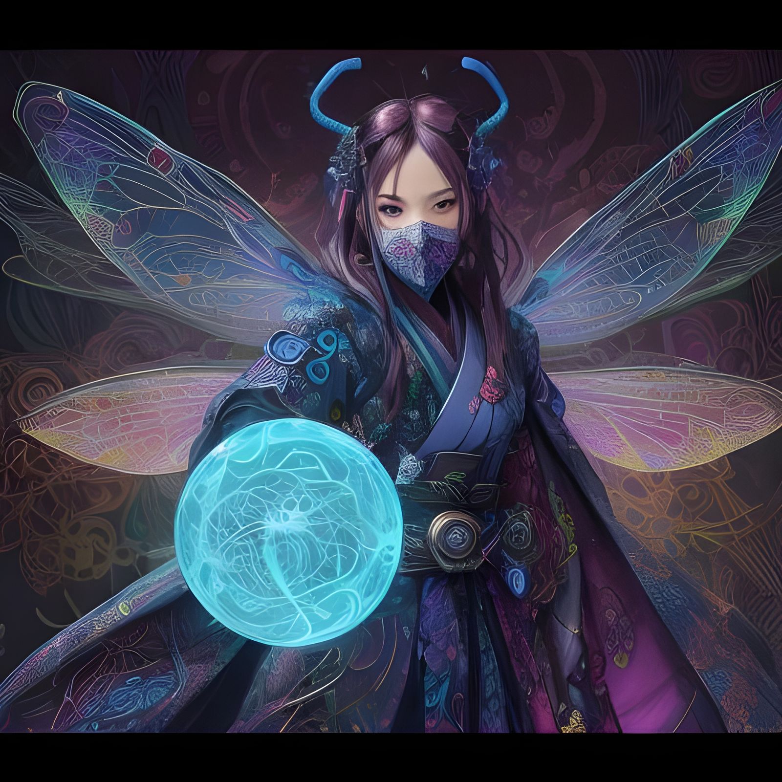 Dragonfly Sorcerer Casting Spell: Detailed Digital Art