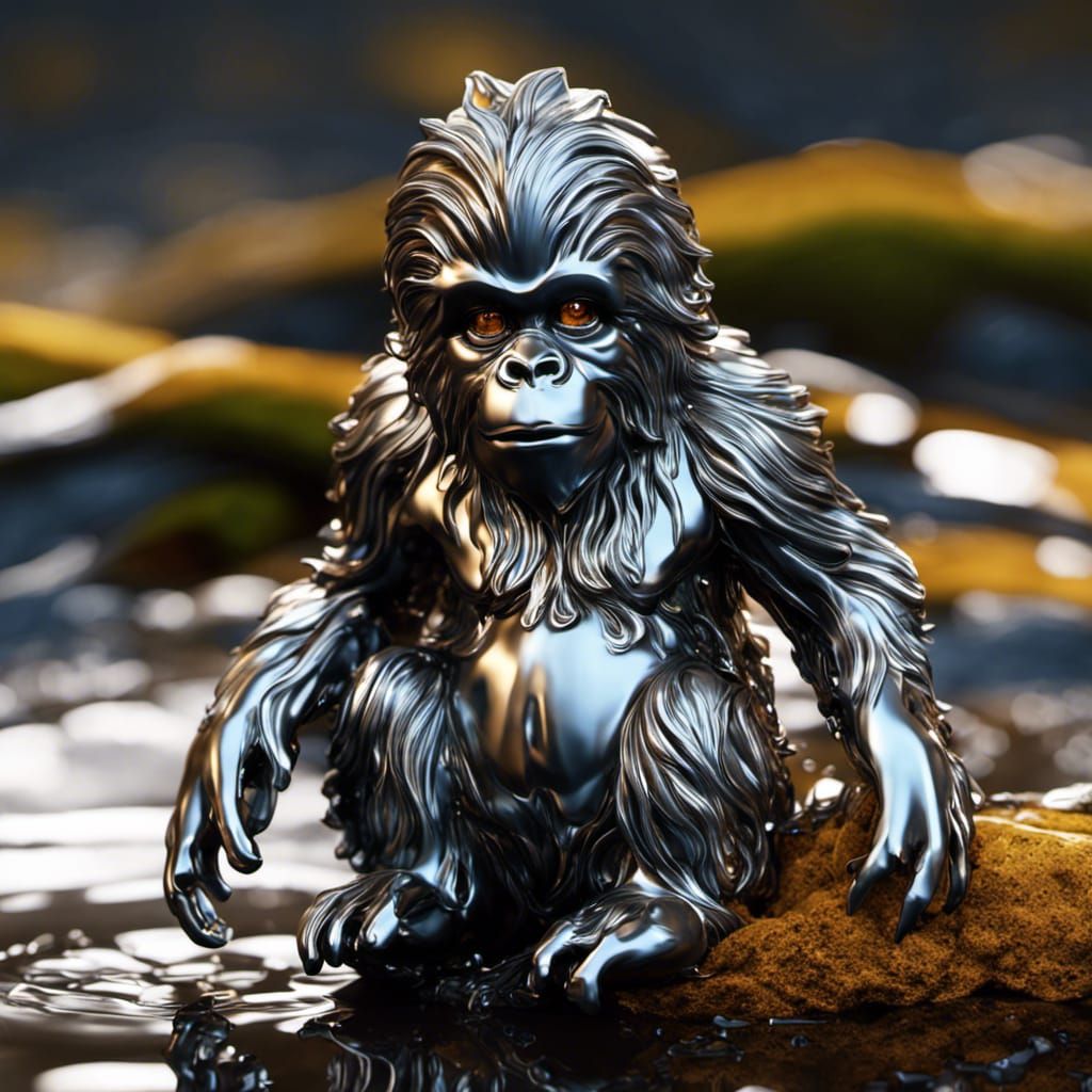 Liquid Metal Sasquatch in Digital Art