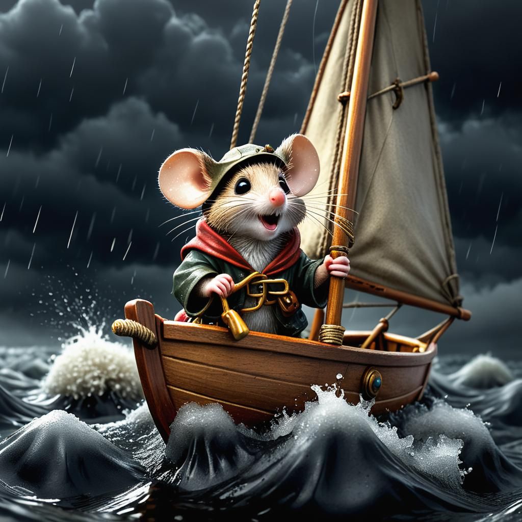 Brave Mouse Sails Through Stormy Seas